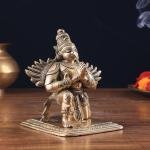 Brass Garuda Statue | 5" x 4.5" x 3.5" (12.7 x 11.4 x 8.9 cm) | 1.050 kg Divine Vehicle Art | Protection Sacred Murti | Premium Collection